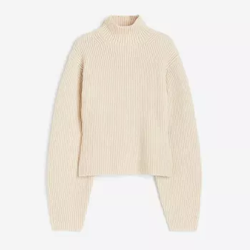 Свитер H&M Rib-knit Mock Turtleneck, светло-бежевый