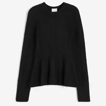 Свитер H&M Rib-knit Peplum, черный