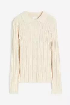Свитер H&M Rib-knit With Collar, кремовый