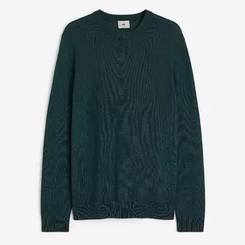 Свитер H&M Slim Fit Merino Wool, темно-бирюзовый