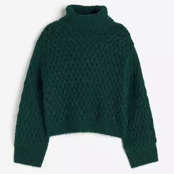 Свитер H&M Turtleneck, темно-зеленый