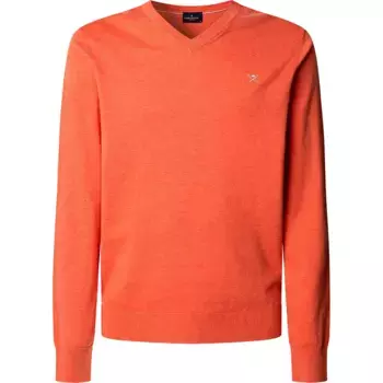 Свитер Hackett Cotton Silk V Neck v neck, оранжевый
