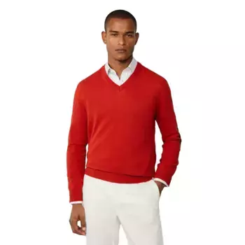 Свитер Hackett Merino Cash Mix v neck, красный