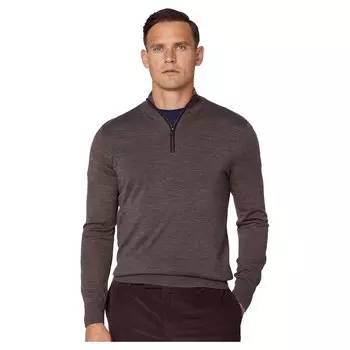 Свитер Hackett Merino Half Zip, коричневый