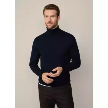 Свитер Hackett Merino Silk Roll high neck, синий