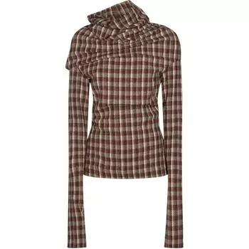Свитер High Neckline Checked Blouse Acne Studios, коричневый