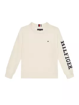 Свитер hilfiger maglioncino a coste per ragazzi Tommy, белый