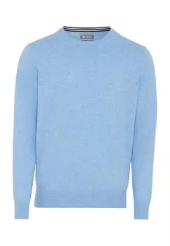 Свитер, хлопок, манжеты в рубчик, мужской Galeria, цвет Light Blue Mel