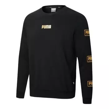Свитер holiday pack crewneck sweatshirt 'black yellow white' Puma, черный