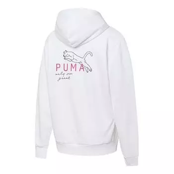Свитер hoody logo printing sports drawstring hoodie white Puma, белый