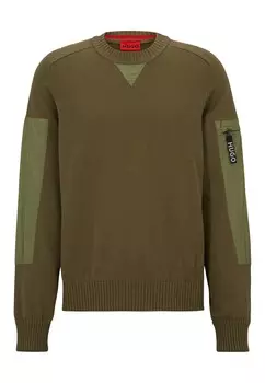 Свитер HUGO SUTIL Relaxed Fit, зеленый