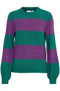 Свитер Ichi Eden, зеленый/темно-фиолетовый