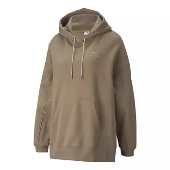 Свитер infuse pullover hoodie 'brown' Puma, коричневый
