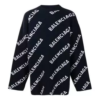 Свитер intarsia knit logo jumper 'black' Balenciaga, черный