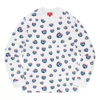 Свитер interstate waffle thermal 'white blue red' Supreme, белый