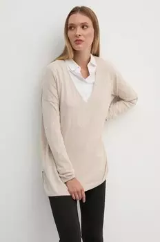 Свитер ISELA с V-образным вырезом из смесовой шерсти Pepe Jeans, бежевый