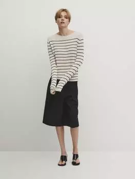 Свитер из 100% хлопка с круглым вырезом Massimo Dutti, бежевый