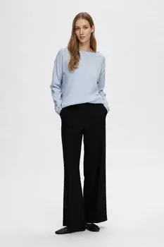 Свитер из 100 % хлопка с вырезом «лодочка» Selected Femme, синий