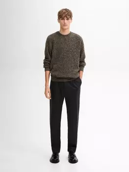 Свитер из 100% кашемира с тканевой отделкой Massimo Dutti, серый