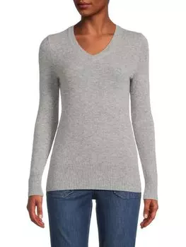 Свитер из 100% кашемира с V-образным вырезом Saks Fifth Avenue, цвет Storm Heather