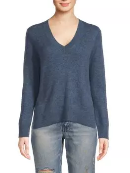 Свитер из 100% кашемира с V-образным вырезом Saks Fifth Avenue, цвет Vintage Indigo