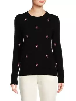 Свитер из 100% кашемира в горошек в форме сердца Saks Fifth Avenue, цвет Black Combo