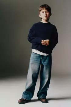 Свитер из 100% кашемира ZARA, темно-синий