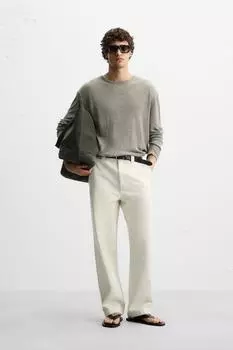 Свитер из 100% льна ZARA, бежевый