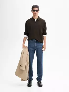 Свитер из 100% мериносовой шерсти с застежкой-молнией Massimo Dutti, хаки