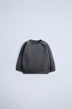 Свитер из 100% мериносовой шерсти ZARA, темно-серый