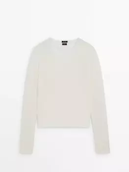 Свитер из 100% шерсти Massimo Dutti, бежевый