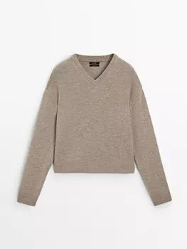 Свитер из 100% шерсти Massimo Dutti, бежевый