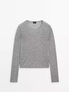 Свитер из 100% шерсти Massimo Dutti, серый