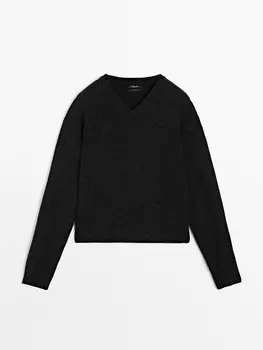 Свитер из 100% шерсти Massimo Dutti, серый