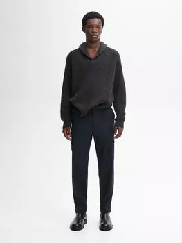 Свитер из 100% шерсти с воротником Massimo Dutti, серый