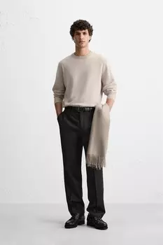 Свитер из 100% шерсти ZARA, бежевый мергель
