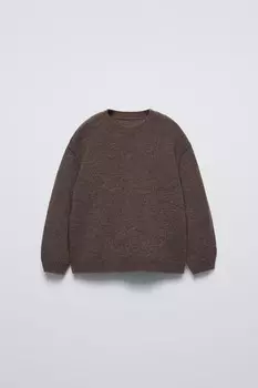 Свитер из 100% шерсти ZARA, коричневый