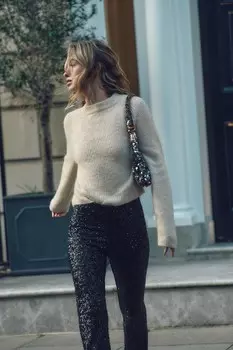 Свитер из альпаки и шерсти ZARA, экрю/мрамор