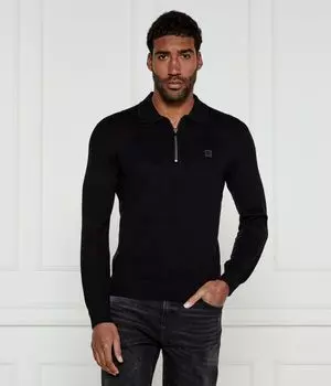 Свитер из атласа Regular fit Hugo, черный