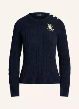 Свитер из блестящей пряжи LAUREN RALPH LAUREN, темно-синий