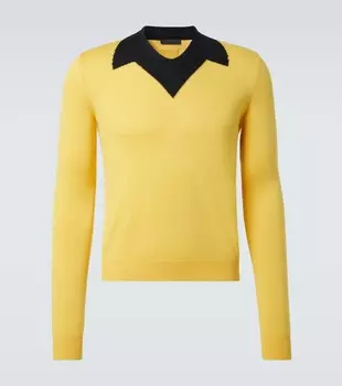 Свитер из чистой шерсти с эффектом обманки Prada, Giallo+Nero