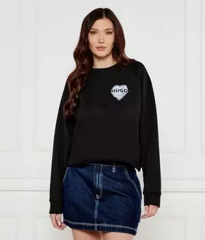 Свитер из дарача Loose fit Hugo, черный