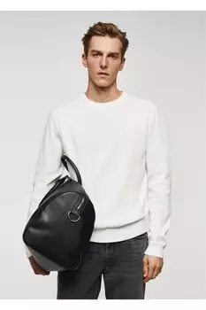 Свитер из фактурного хлопка Mango, синий