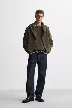 Свитер из хлопчатобумажной смеси свободного кроя ZARA, хаки