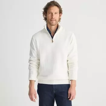 Свитер из хлопка Heritage с застежкой-молнией на половину длины J.Crew, белый