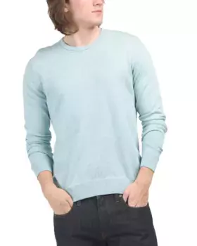 Свитер из хлопка и кашемира с круглым вырезом Bonobos, голубой