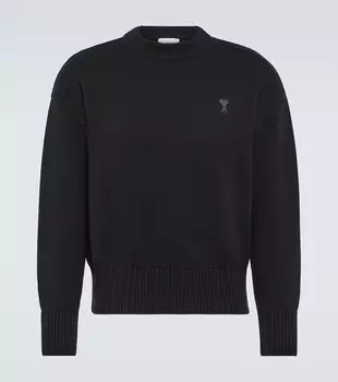 Свитер из хлопка и шерсти Ami Paris, черный