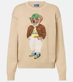 Свитер из хлопка с интарсией Polo Bear Polo Ralph Lauren, Tan Multi