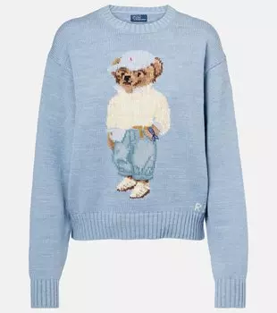 Свитер из хлопка с интарсией Polo Bear Polo Ralph Lauren, Chambray