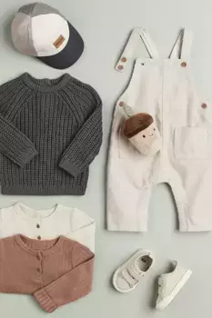 Свитер из хлопка в рубчик H&M, серый